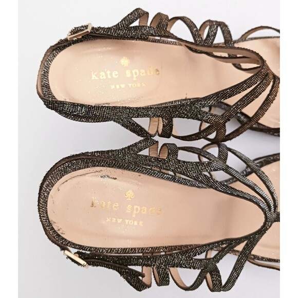 Kate Spade New York Issa Metallic Strappy Heeled Dress Sandal Sz 8 Made in Italy - Picture 6 of 10